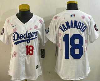 Womens Los Angeles Dodgers #18 Yoshinobu Yamamoto White 2025 Tokyo Series Limited Jersey